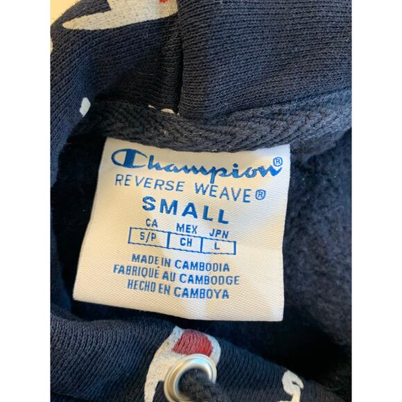 Champion Womens Reverse Weave Logo Print Cropped Sweater Long Sleeve Blue Size S - Picture 3 of 5